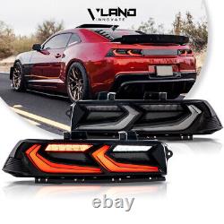 VLAND For 2014-2015 Chevy Camaro FULL Led Smoked Black Tail Lights WithSequential