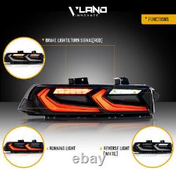 VLAND For 2014-2015 Chevy Camaro FULL Led Smoked Black Tail Lights WithSequential