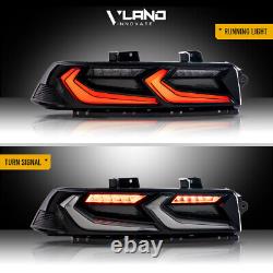 VLAND For 2014-2015 Chevy Camaro FULL Led Smoked Black Tail Lights WithSequential