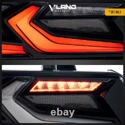 VLAND For 2014-2015 Chevy Camaro FULL Led Smoked Black Tail Lights WithSequential