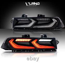 VLAND For 2014-2015 Chevy Camaro FULL Led Smoked Black Tail Lights WithSequential