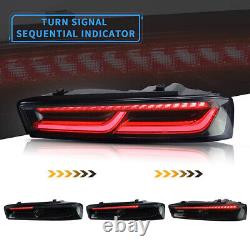 VLAND For 2016-2018 Chevy Camaro Led Smoked Black Tail Lights WithRed Sequential