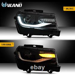 VLAND LED Headlights For Chevy Camaro 2014-2015 LS LT SS Front RGB DRL Lights