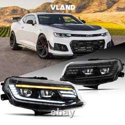 VLAND LED Projector Headlights For 2016-18 Chevrolet Chevy Camaro With Animation