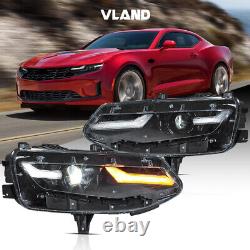 VLAND LED Projector Headlights For 2019-2024 Chevrolet Chevy Camaro Front Lamps