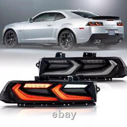 VLAND Pair Smoked LED Tail Lights For 2014 2015 Chevrolet Chevy Camaro Rear Lamp