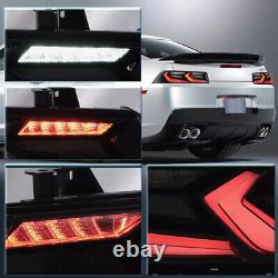 VLAND Pair Smoked LED Tail Lights For 2014 2015 Chevrolet Chevy Camaro Rear Lamp