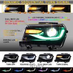 VLAND RGB Color LED Projector Headlights For Chevy Camaro 2014-2015 WithSequential