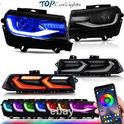 VLAND RGB Colors LED Headlights + Tail Lights For 2014-15 Chevrolet Chevy Camaro