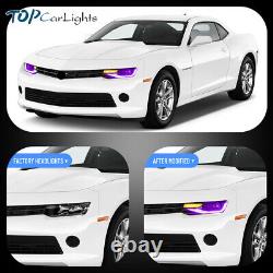 VLAND RGB Colors LED Headlights + Tail Lights For 2014-15 Chevrolet Chevy Camaro