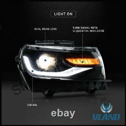 Vland LED Projector Headlights With Bulb Fit 14-15 Chevrolet Chevy Camaro LS LT SS